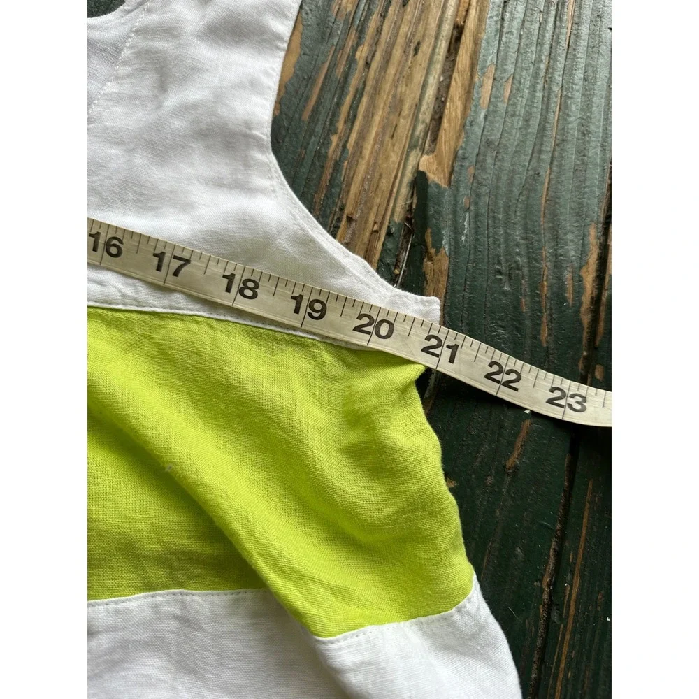 Haute Hippie Style Linen Blend Lime Green White Crop Top Shorts Set XL